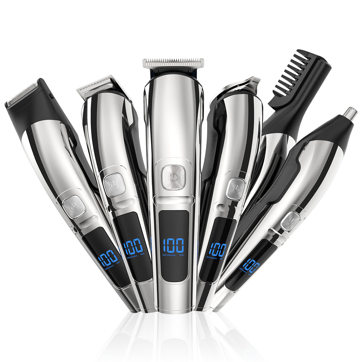 16 in 1 Hair Clippers, IPX7 Waterproof Hair Beard Trimmer USB Rechargeable Men's Cordless Haircut Groomer Kit w/2-Speed Adjustable, Barber Cape, Storage Stand for Face Nose Ear Home Travel Wet/Dry Use