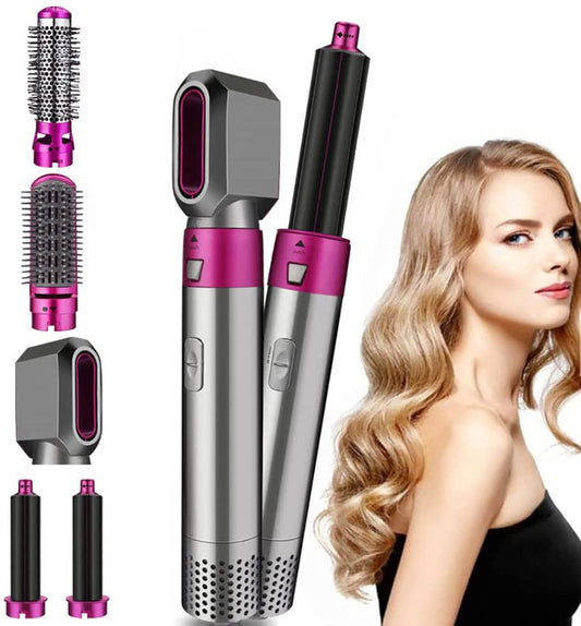 Elecsop 5 in 1 Hair Dryer Blow Curler Set Detachable Styler Hot Airwrap for Straightening Curling Drying Combing Scalp Massage Styling Tool