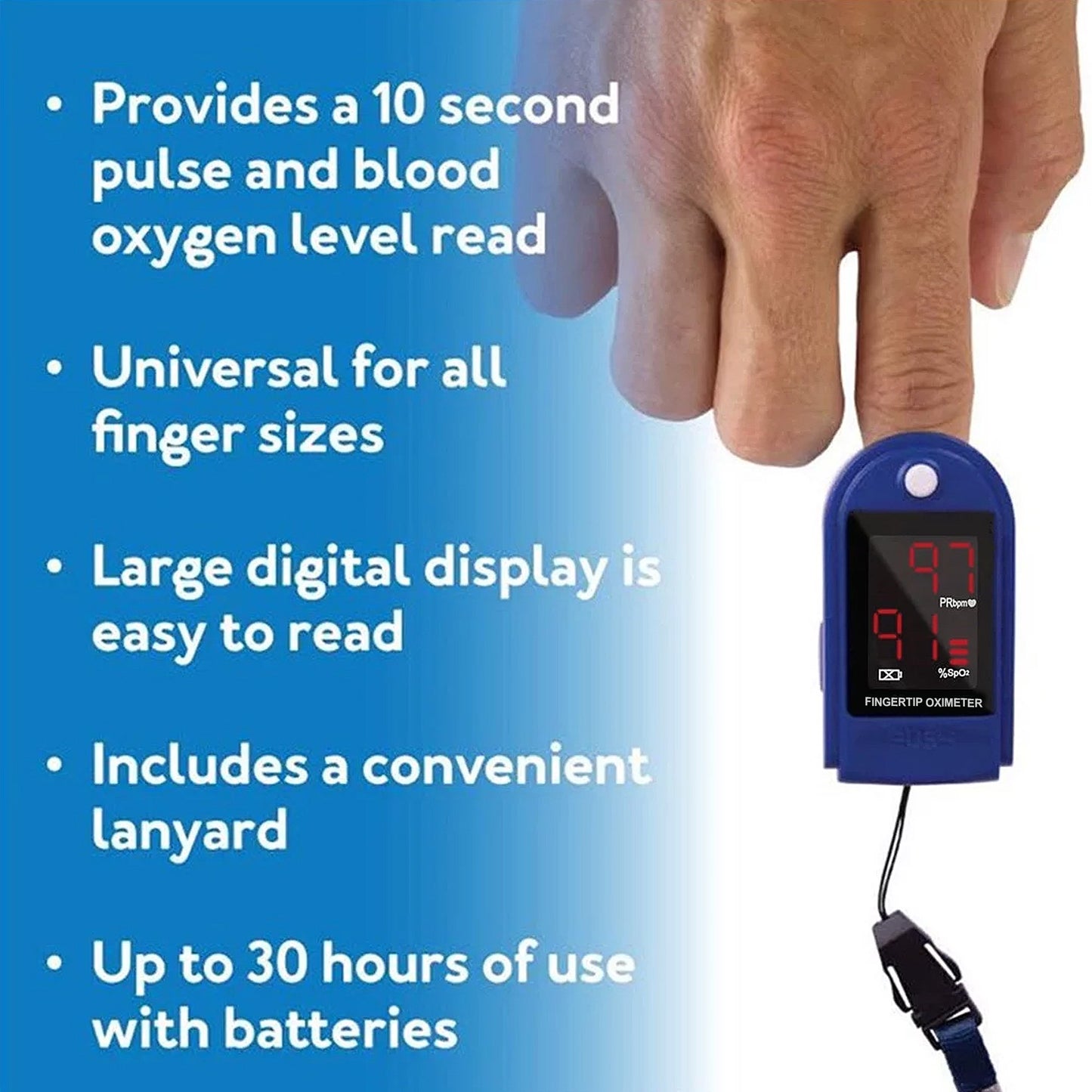 BDUN Finger Pulse Oximeter, Oxygen Saturation Monitor, Pulse Oximeter Fingertip o2 Monitor for Pediatric and Adult - Sports Use Only