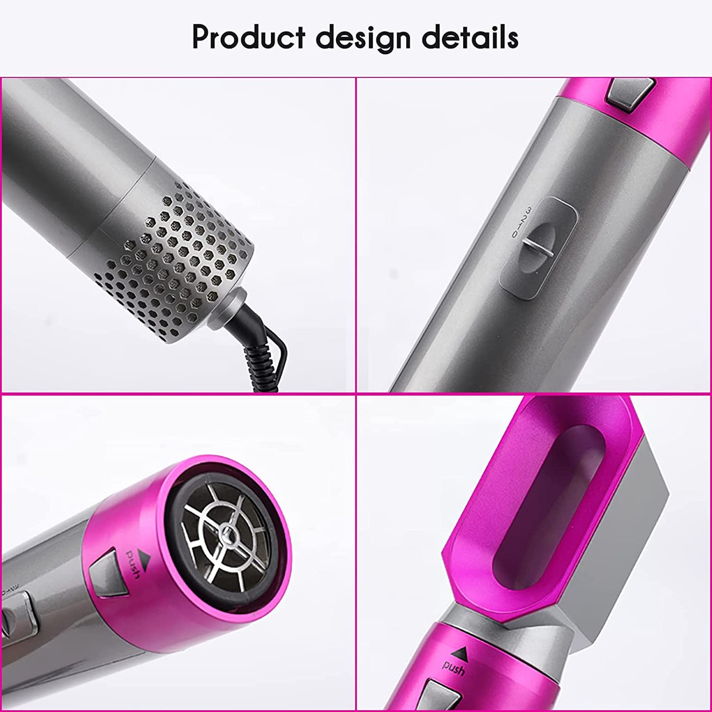 elecsop 5 in 1 Hair Blower Brush Hairdryer Hair Curler Curling Iron Detachable Hair Airwrap Styler Electric Hair Comb Rotating Hot Air Brush for All Hairstyle