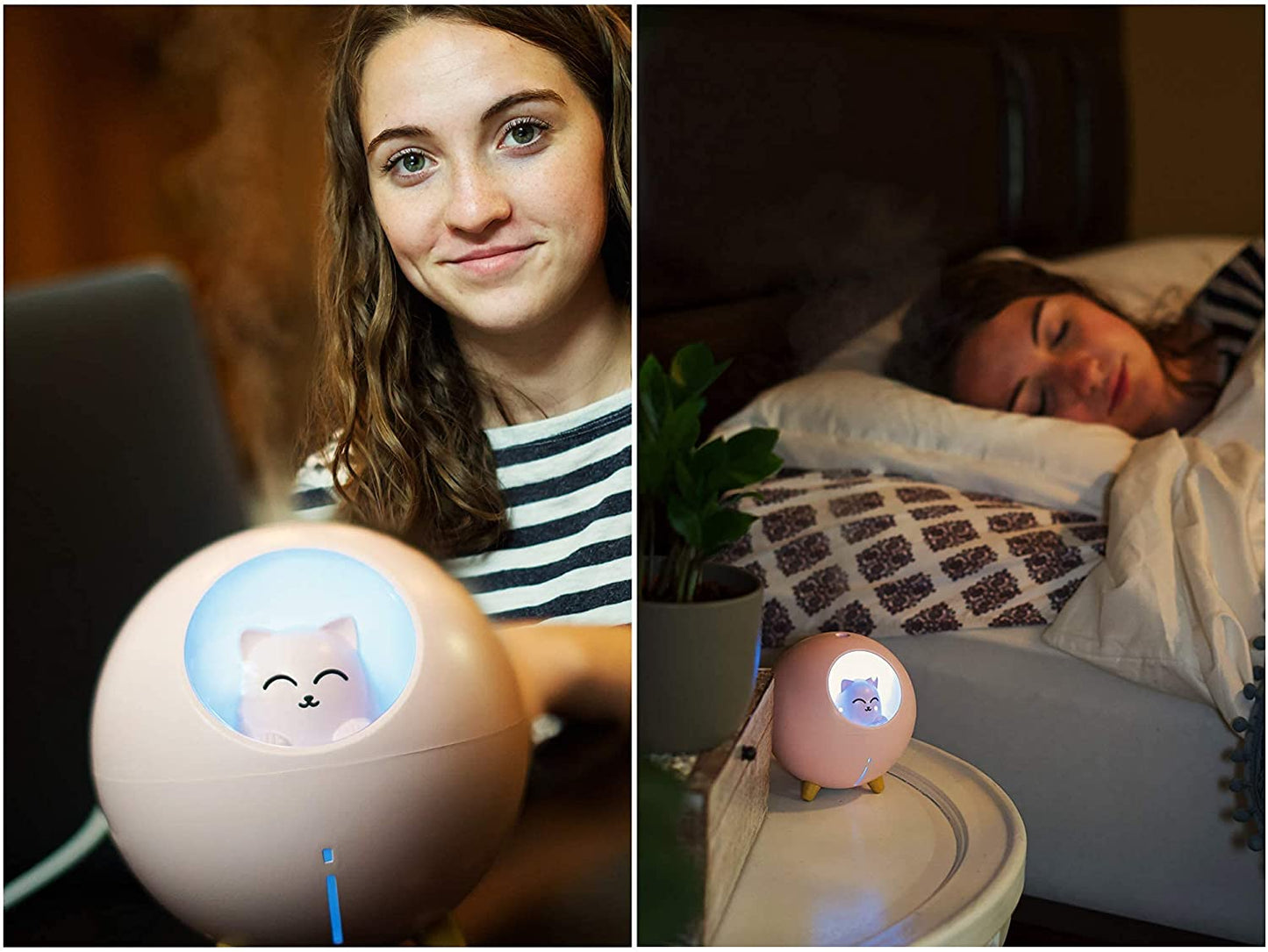 Mist Mini Humidifier, for Kids Baby Nursery Bedroom, 7-Color Lights 2 Mist Mode Auto Shutoff Whisper Silent Small Humidifier 220ml