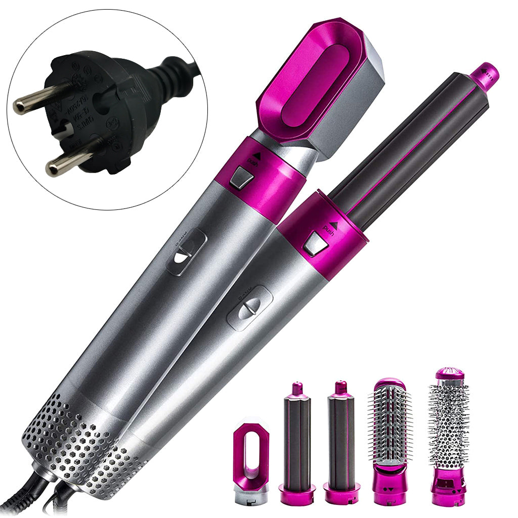 Elecsop 5 in 1 Hair Dryer Blow Curler Set Detachable Styler Hot Airwrap for Straightening Curling Drying Combing Scalp Massage Styling Tool