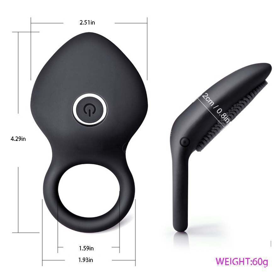 Vibrating Penis Ring for Men Couples Pleasure, Male Erection Enhancing Sex Toy & Female Vibrators Adult Toy - Black