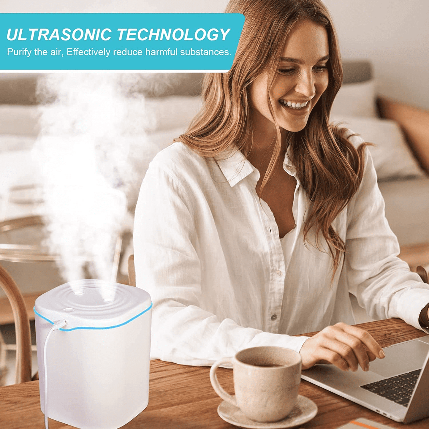 Humidifiers for Bedroom 2L Ultrasonic Humidifier  Cool Mist Humidifiers,Quiet Whisper Humidifier,Auto Shut-off  Ideal for Plants Home Office