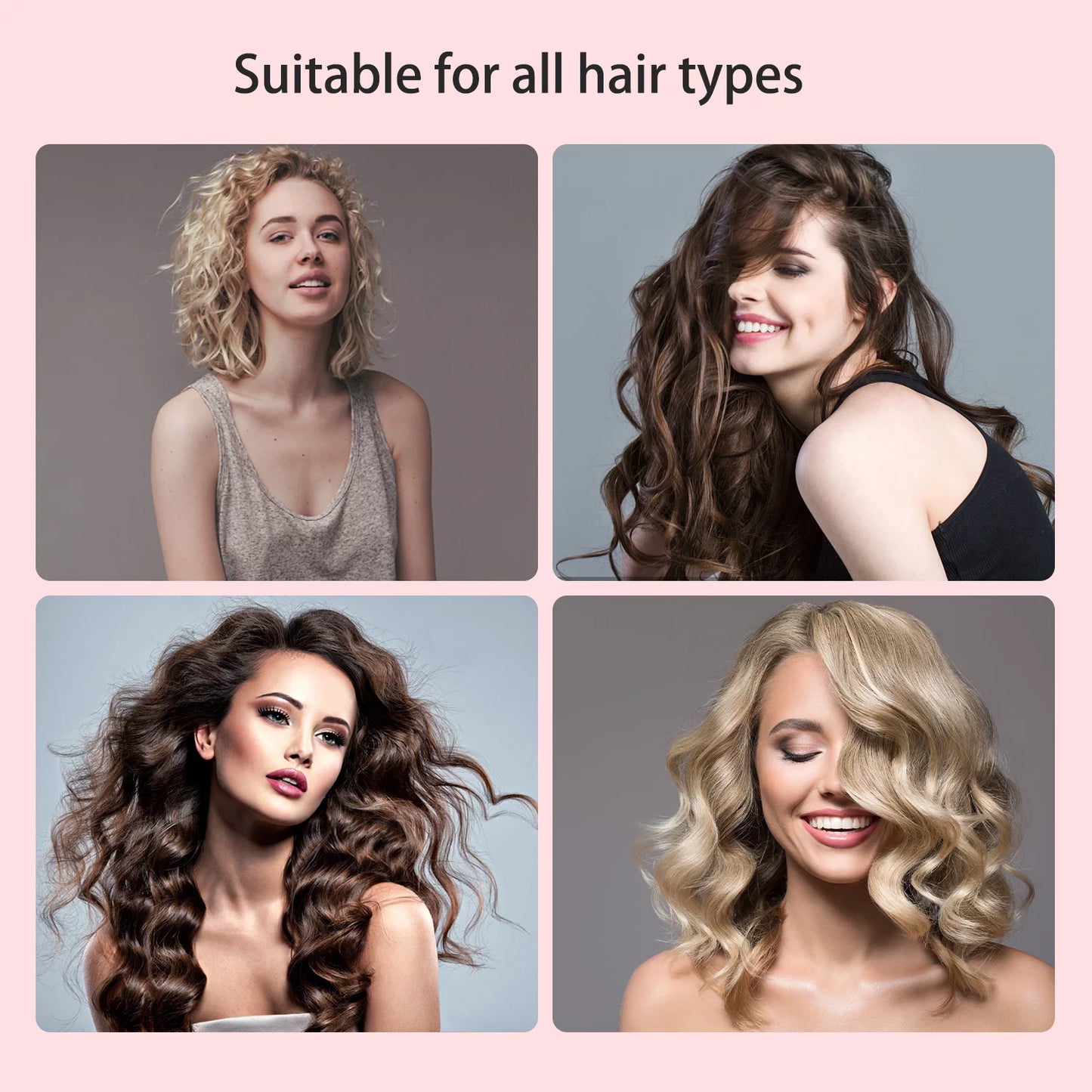 3 Barrel Curling Iron Wand with LCD Temperature Display - Hosey 1 Inch Ceramic Tourmaline Triple Barrels Hair Waver, Dual Voltage Hair Crimper (Pink)