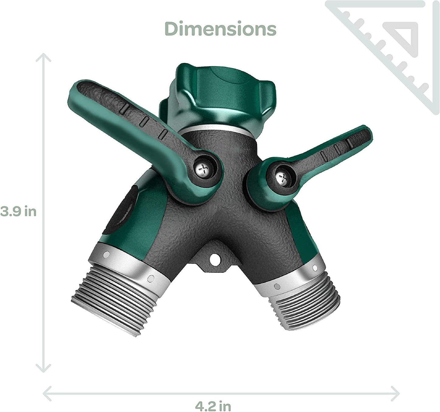 Heavy Duty Garden Hose Connector 2 Way Splitter, Garden Hose Splitter Water Spigot Faucet Adapter, Y Splitter 2 Valves