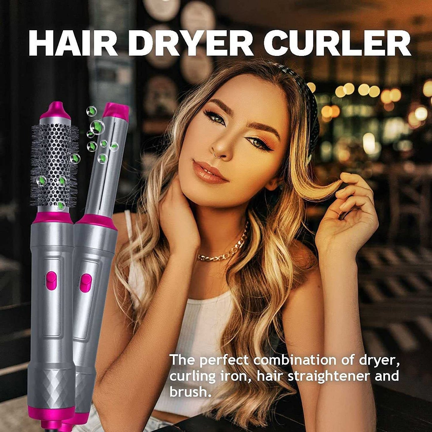 5 in 1 Hot Air Comb, Adjustable Heat Hair Dryer, Hot Air Brush Styler And Volumizer, Hair Straightener Curler Comb, Negative Ion One Step Hair Dryer Brush