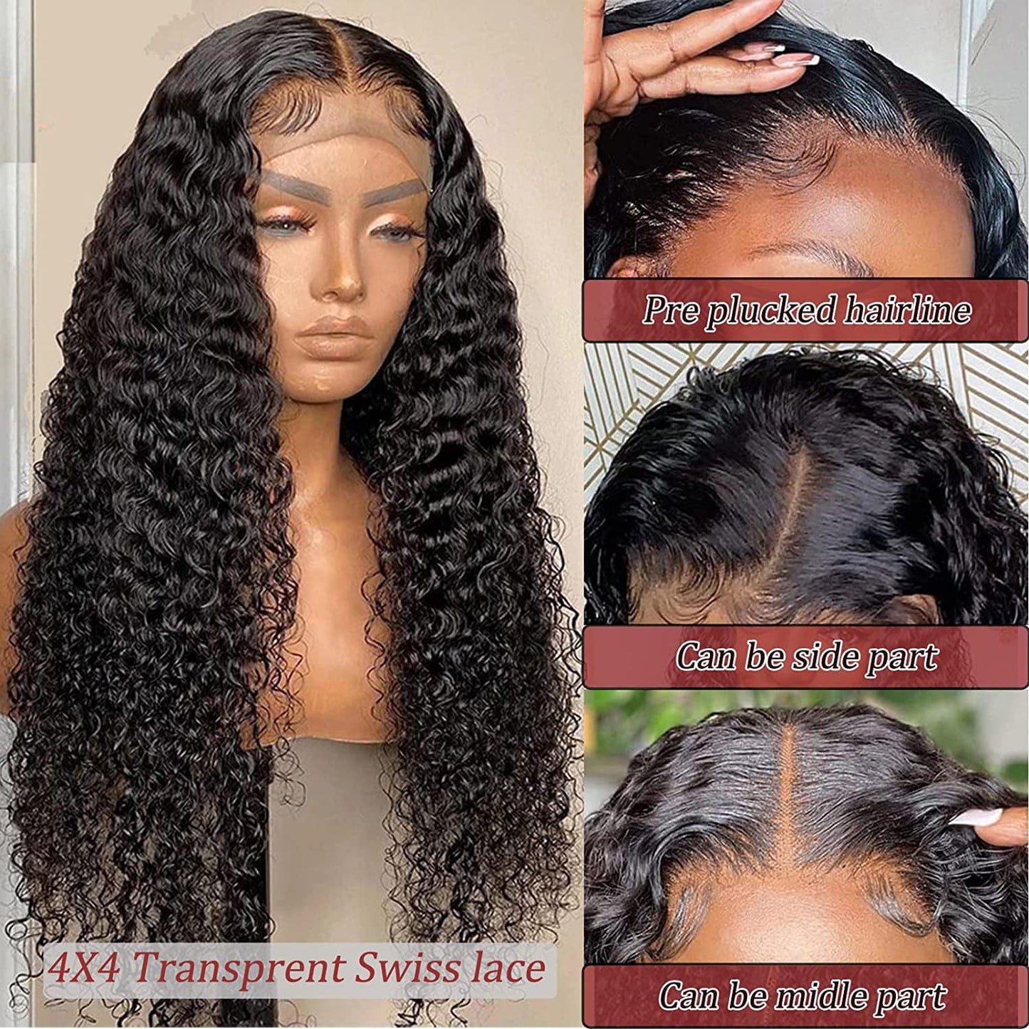 Water Wave Wigs Human Hair Pre Plucked Brazilian human hair lace front wigs for Black Women 22 inch Curly Human Hair Wigs