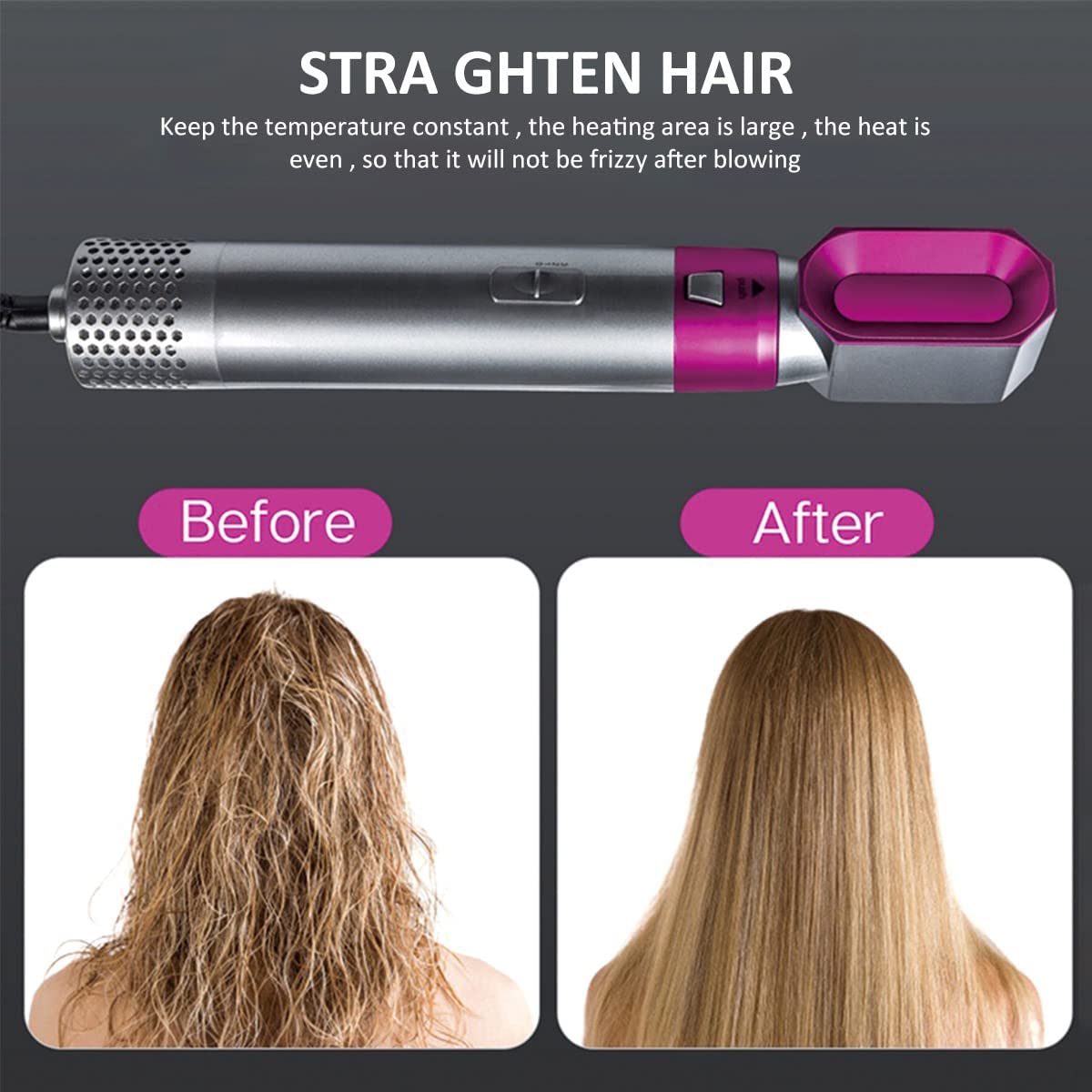 5 in 1 Hair Blower Brush with Hair Volumizer,Hot Air Brush, Scalp Massager,Curler and Straightener