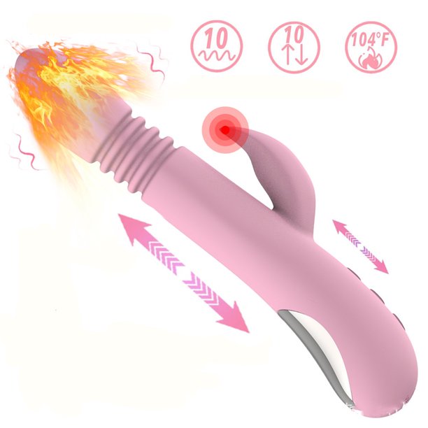 Thrusting Rabbit Vibrator for Women G-Spot Stimulating Sex Toy Centerel Vibrator with 10 Powerful Vibrations and 10 Stretch Modes and Heating