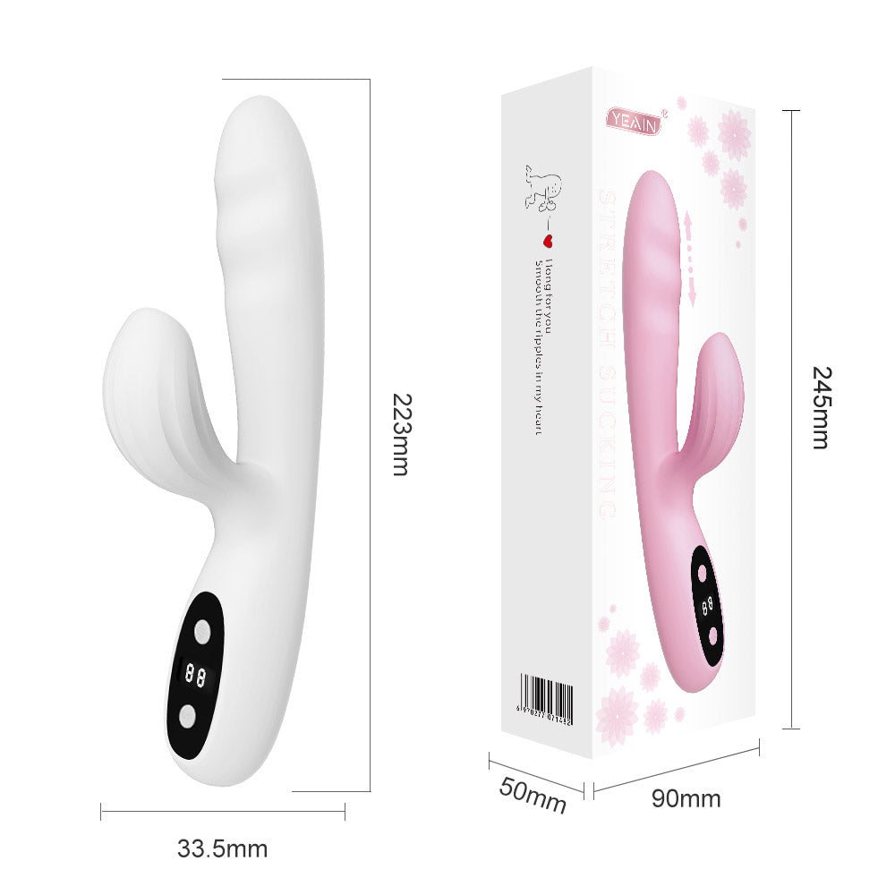 Toy Vibrator for Women 2 in 1 Clitoral Stimulator G Spot Vibrator with 10 Tongue Licking Modes Telescopic & Heating Function Adult Sex Toyl