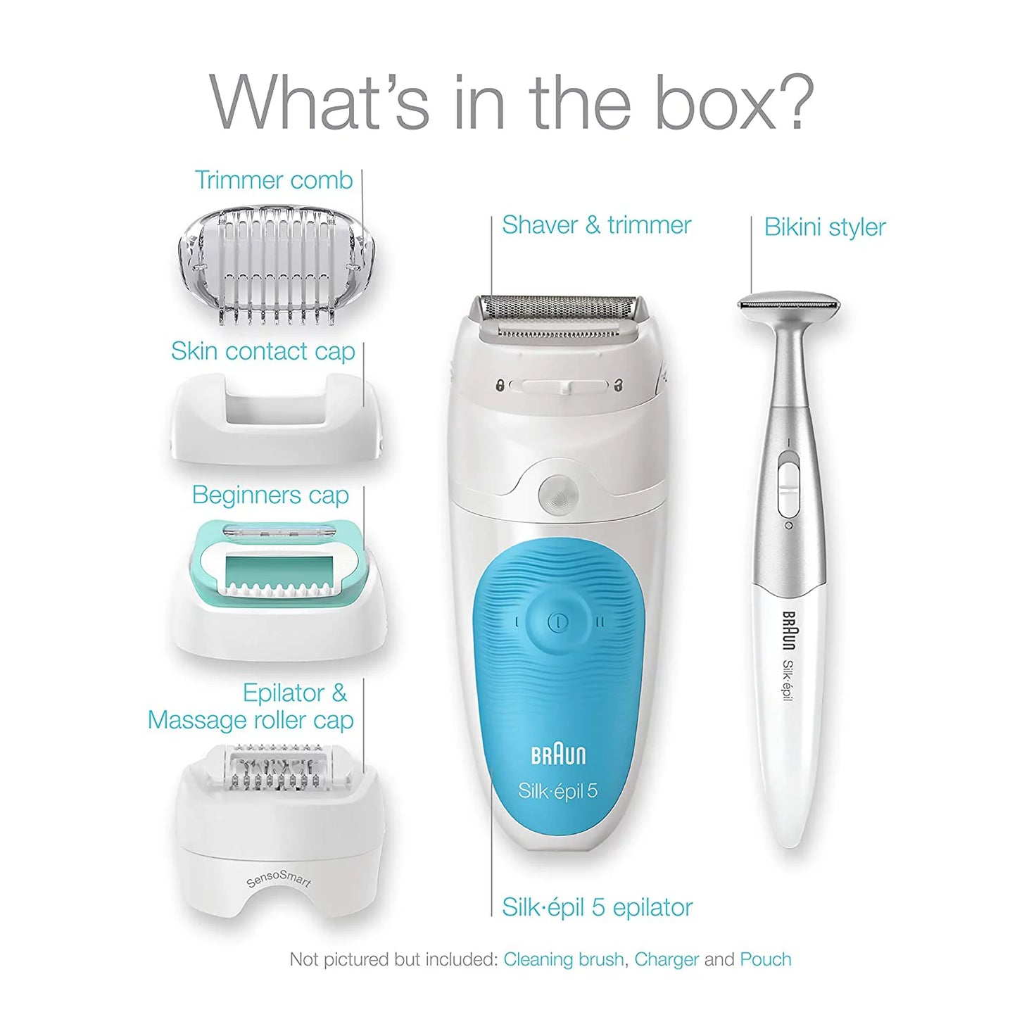 Braun Epilator Silk-epil 5 5-810, Hair Removal for Women, Shaver & Bikini Trimmer, Cordless, Rechargeable, Wet & Dry