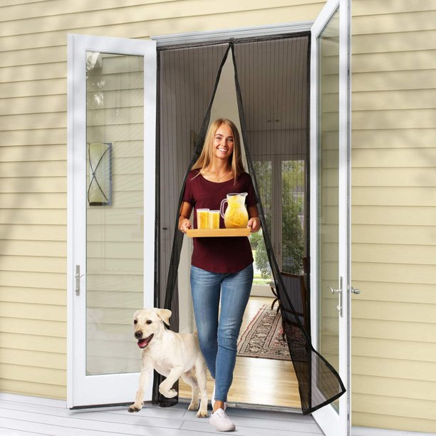 Magnetic Screen Door Mesh, 47" x 83" Door Screen with Magnetic Closure, Magnetic Screen Door Mesh for Sliding Door