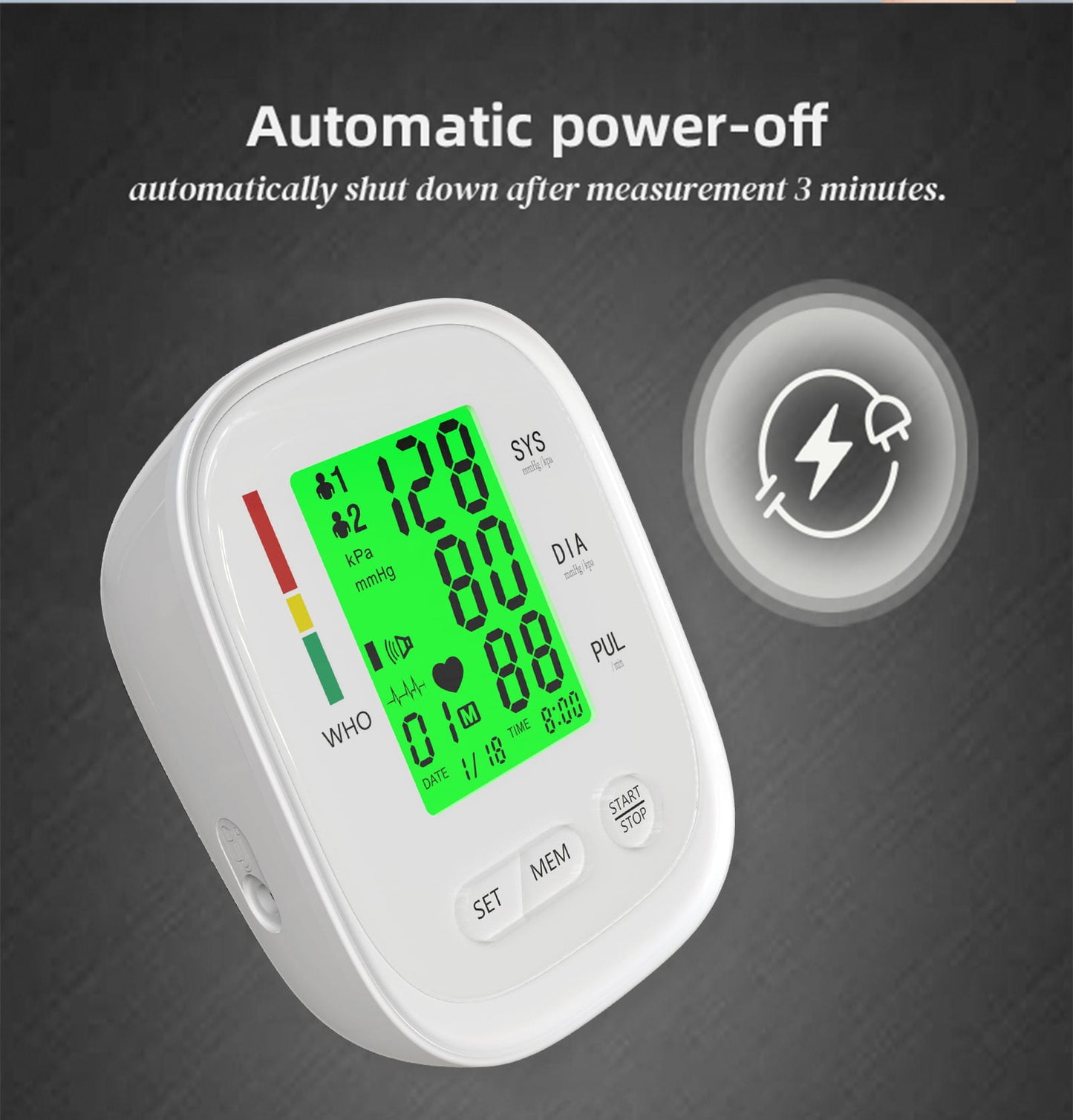 Upper Arm Blood Pressure Monitor, Electric Automatic Sphygmomanometer,  Blood Pressure Monitor for Home Travel Use