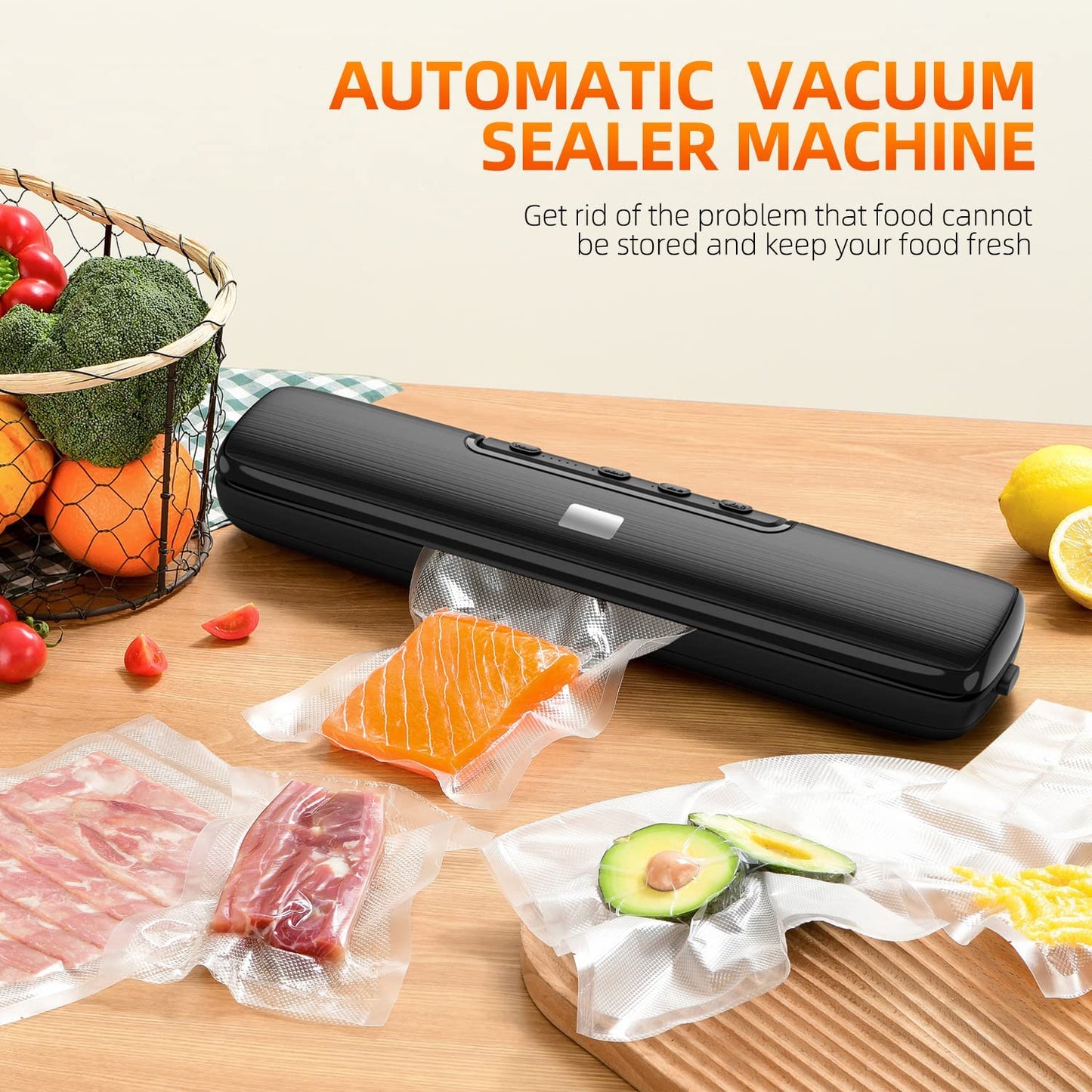 Vacuum Sealer Multi-Use Food Sealer With 15 Bags Automatic & Manual Mode For Dry Moist Soft Food