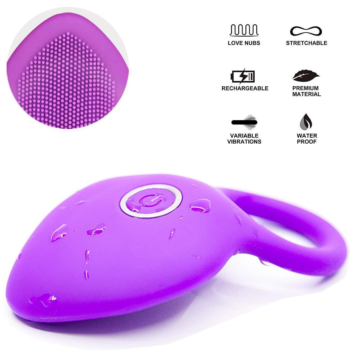 Vibrating Penis Ring for Men Couples Pleasure, Male Enhancing Sex Toy & Female Vibrators Adult Toy - Purple