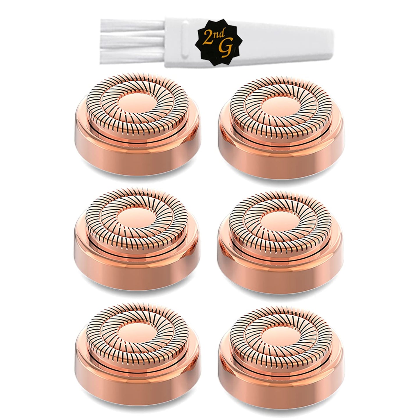 Replacement Heads For Flawless Facial Hair Remover Gen 2,Double Halo Replacement Blades For Flawless Good Finishing and Soft Touch, 18K Rose Gold 6 Count