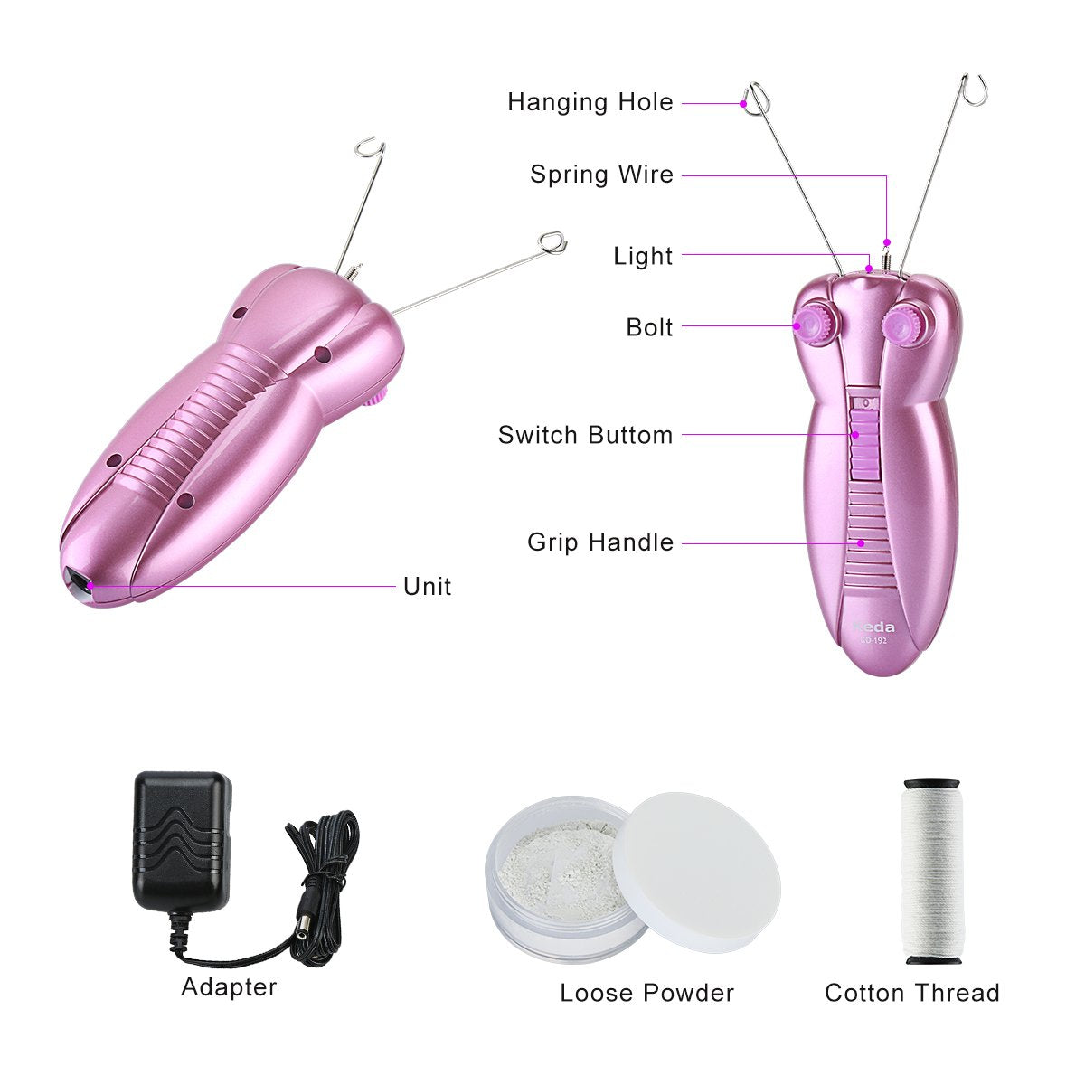 Centerel Ladies Facial Hair Remover Electric Women's Beauty Epilator Facial Threading Hair Removal Shaver Face Massager Pull Faces Delicate Device Depilation，Female