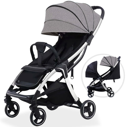 Lightweight Stroller for Toddlers, 2-in-1 Reversible and Reclinable Seat Compact Travel Stroller with Sun Canopy, Easy Carry Stroller with Adjustable Handles & Backrest