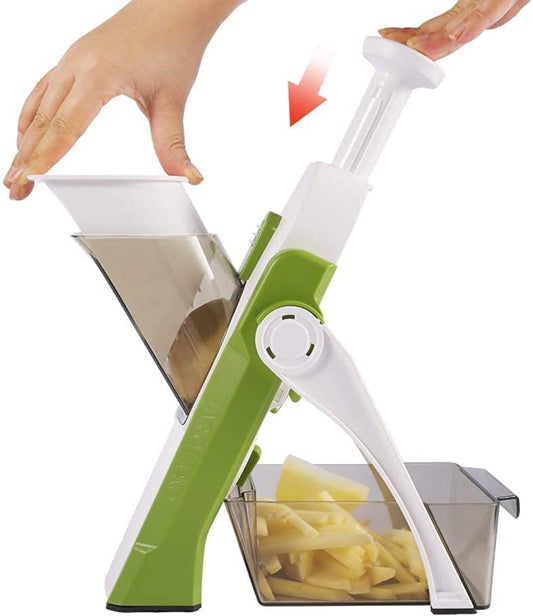 Vegetable Chopper 5 in 1 Veggie Dicer French Fry Potato Cutter Kitchen Chopping Artifact Safe Upright Chopper for Fruit Vegetables