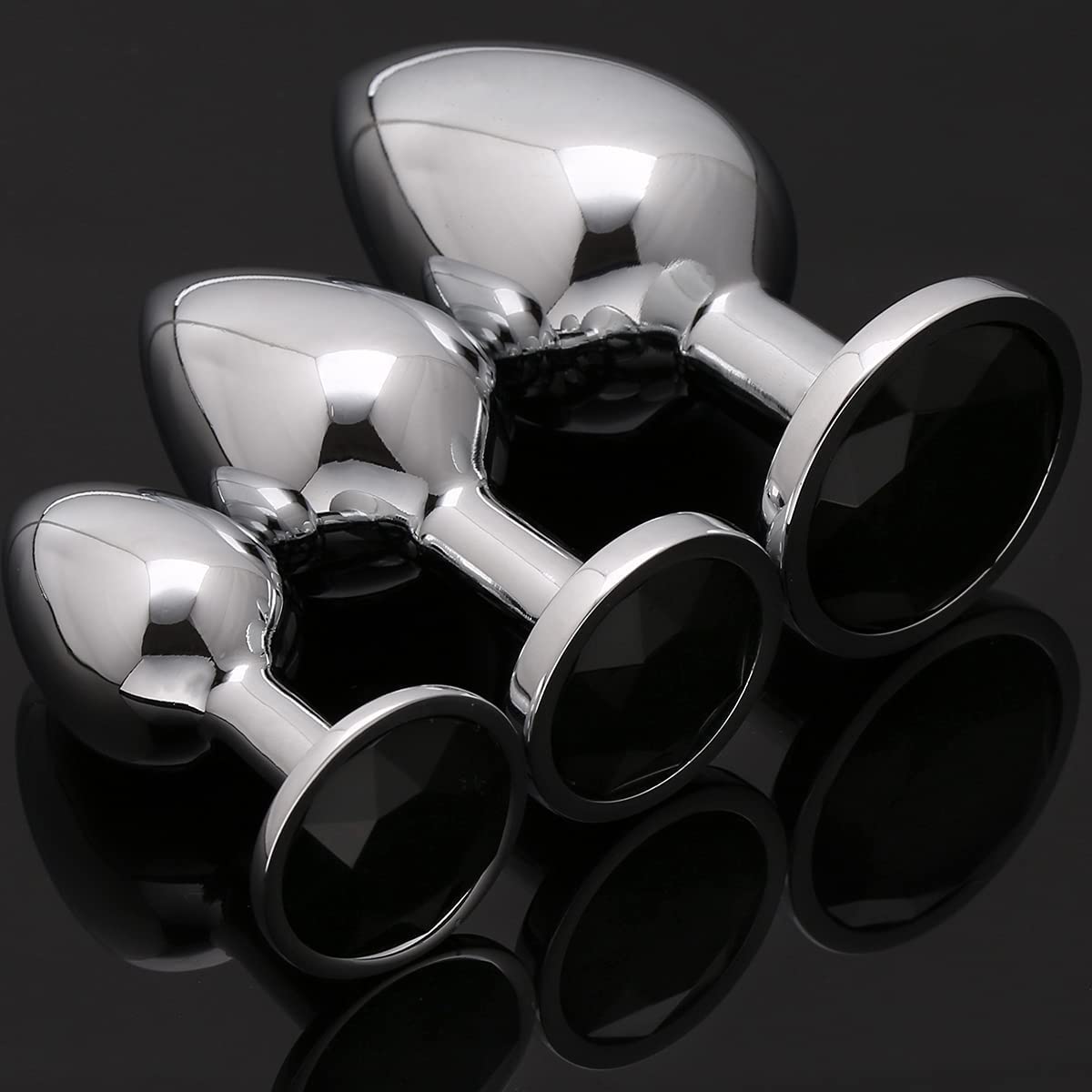 CENTEREL 3 Pcs Luxury Jewelry Design Fetish Anal Butt Plug-Black