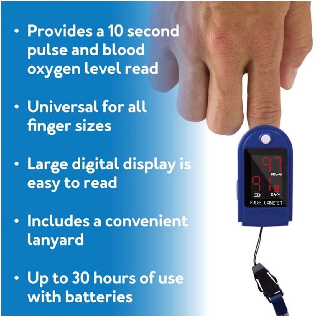 BDUN Pulse Oximeter Blood Oxygen SpO2 Sports Monitor with Lanyard