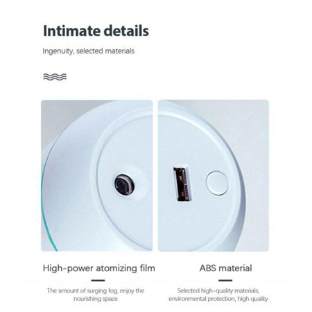 Mini Humidifier, Portable Small Cool Mist Humidifier, USB Personal Desktop Vaporizer, Night Light Function, Super Quiet for Car, Office, Home, Bedroom, Baby Room, Travel