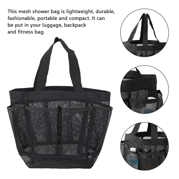 Mesh Shower Caddy Portable [Quick Dry] for College Dorm Large Bathroom Tote Bag Durable with 8 Pockets New