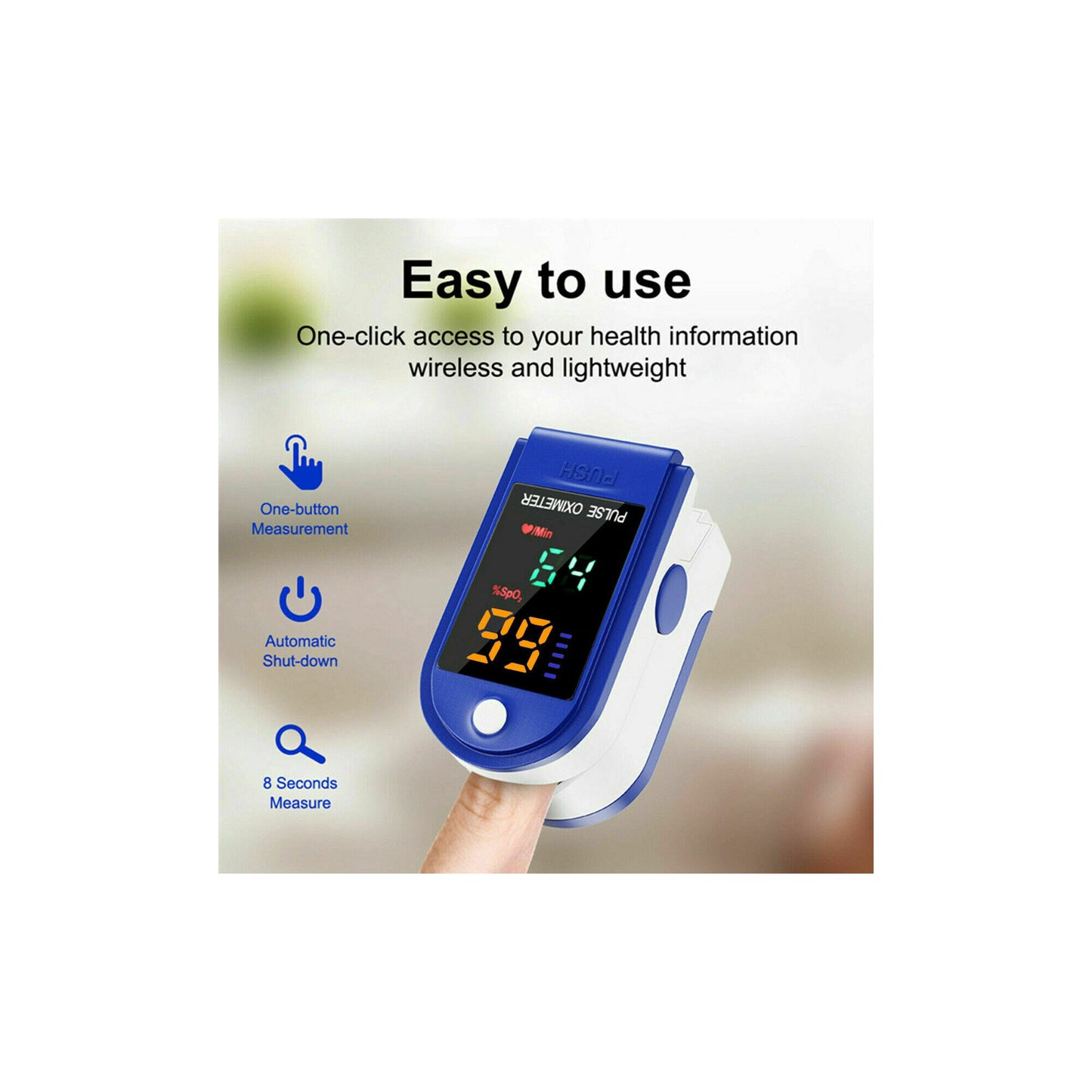 Finger Tip Pulse Oximeter Meter, SpO2 Heart Rate Pulse Oximeter Monitor Blood Oxygen Saturation