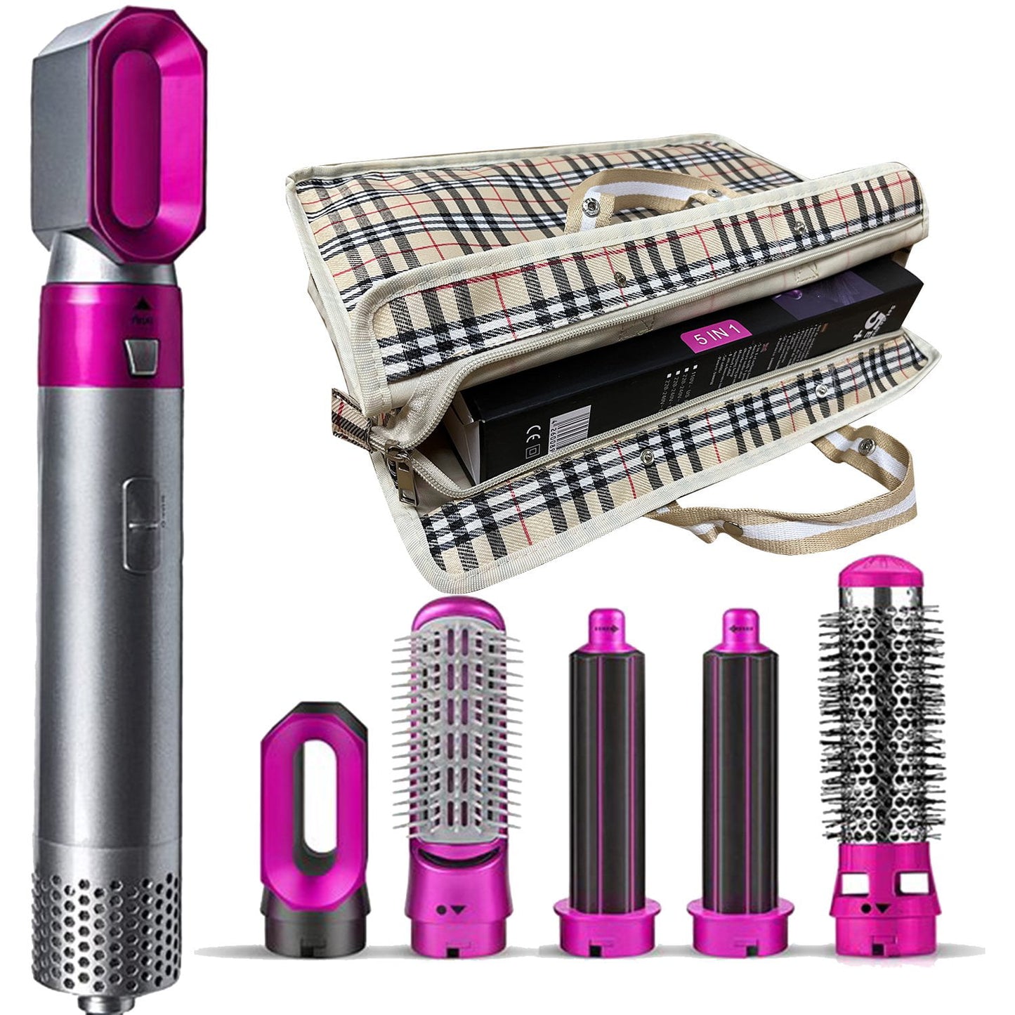 5 in 1 Hair Dryer Brush with Hair Volumizer,Hot Air Brush, Scalp Massager,Curler and Straightener