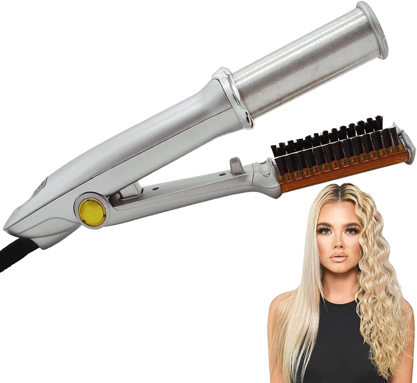 2 in 1 Hair Straightener and Curler, Freestyle Flat Iron, Heat Resistant Hair Brush Straightener for Thick Hair, 3 Adjustable Modes, for Women, Girls