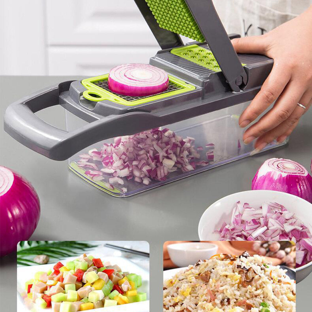 Vegetable Chopper Dicer Cutter Grater Egg Slicer Onion Chopper Multifunction 7 in 1 with Container