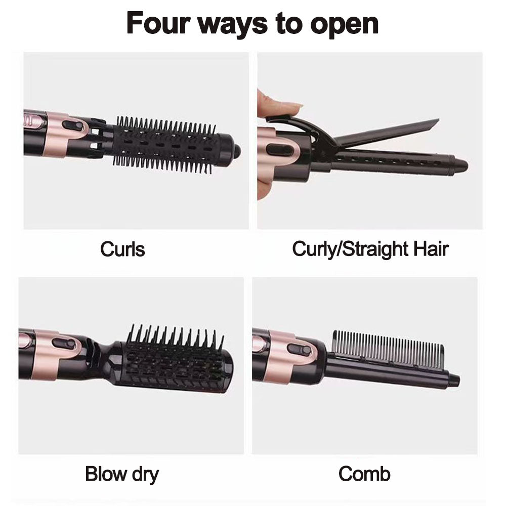 4-in-1 Negative Ion Blow Styler Hair Dryer Brush, & Volumizer in one, Curler Straightener Brush, Lightweight Hot Air for Fast Drying Salon Results