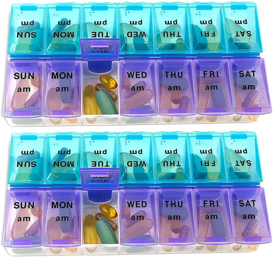 Centerel Weekly Pill Organizer, Twice-a-Day, Pack of 2