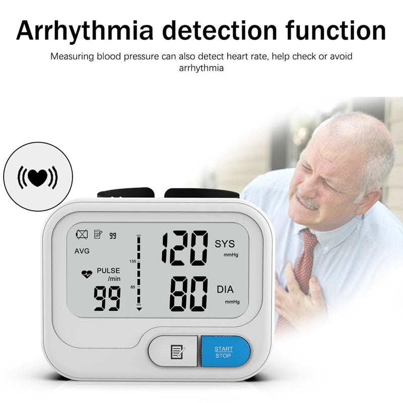 Blood Pressure Machine, Wrist Blood Pressure Monitor  Cuff with Large LCD Display, Automatic BP Monitor with Reading Memory Voice for Home Use