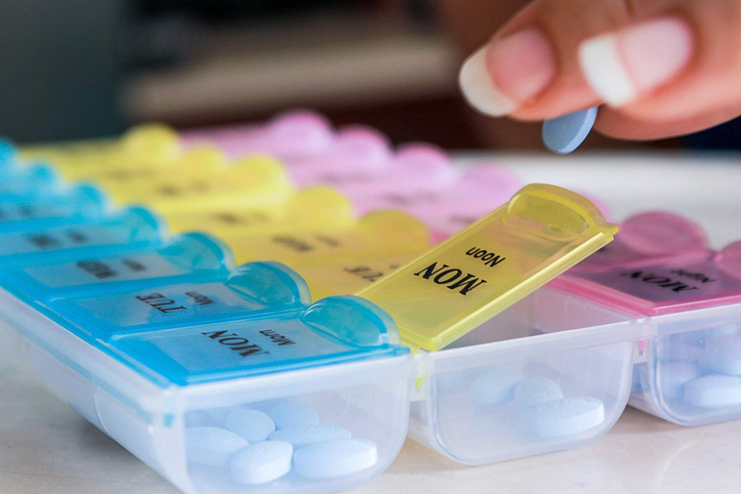 Centerel 2 Pack Weekly Pill Organizer, 3 Times a Day Medicine Organizer, Pill Box Easy to Read & Travel Friendly
