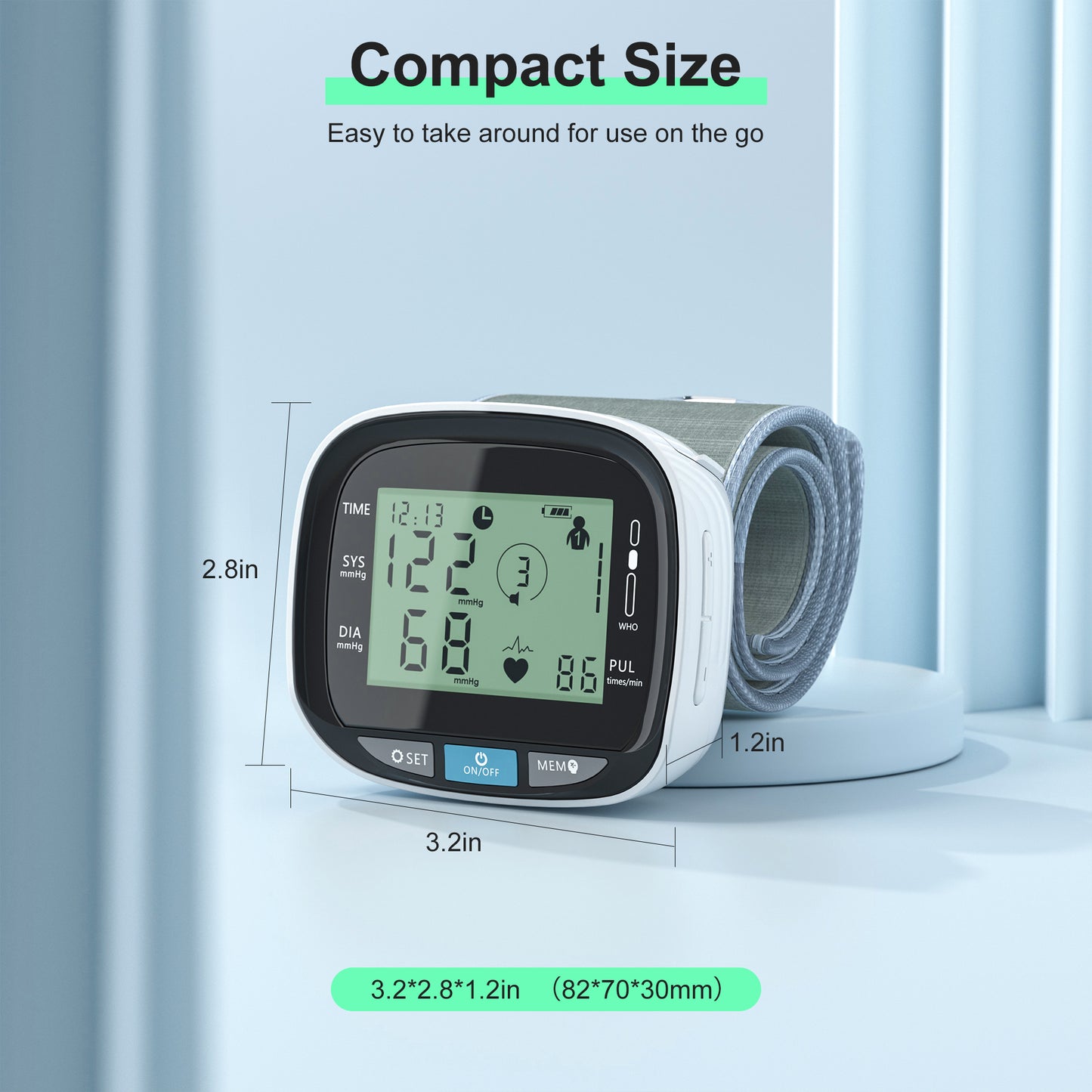 Blood Pressure Monitor, Wrist Blood Pressure Cuff with USB Charging, Home BP Monitor Cuff with Intelligent Voice & Irregular Heartbeat