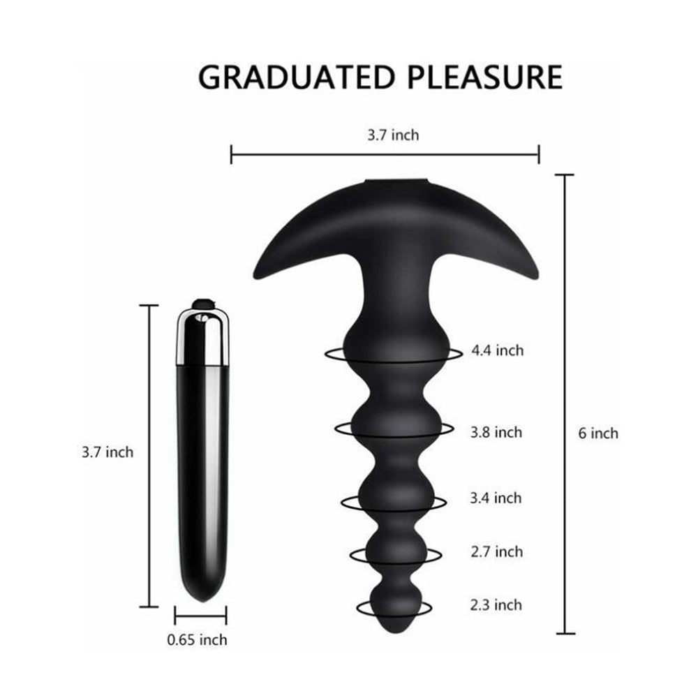 CENTEREL Vibrating Anal Beads Butt Plug - Flexible Silicone 16 Vibration Modes Graduated Design Anal Sex Toy Waterproof Bullet Vibrator for Men, Women and Couples