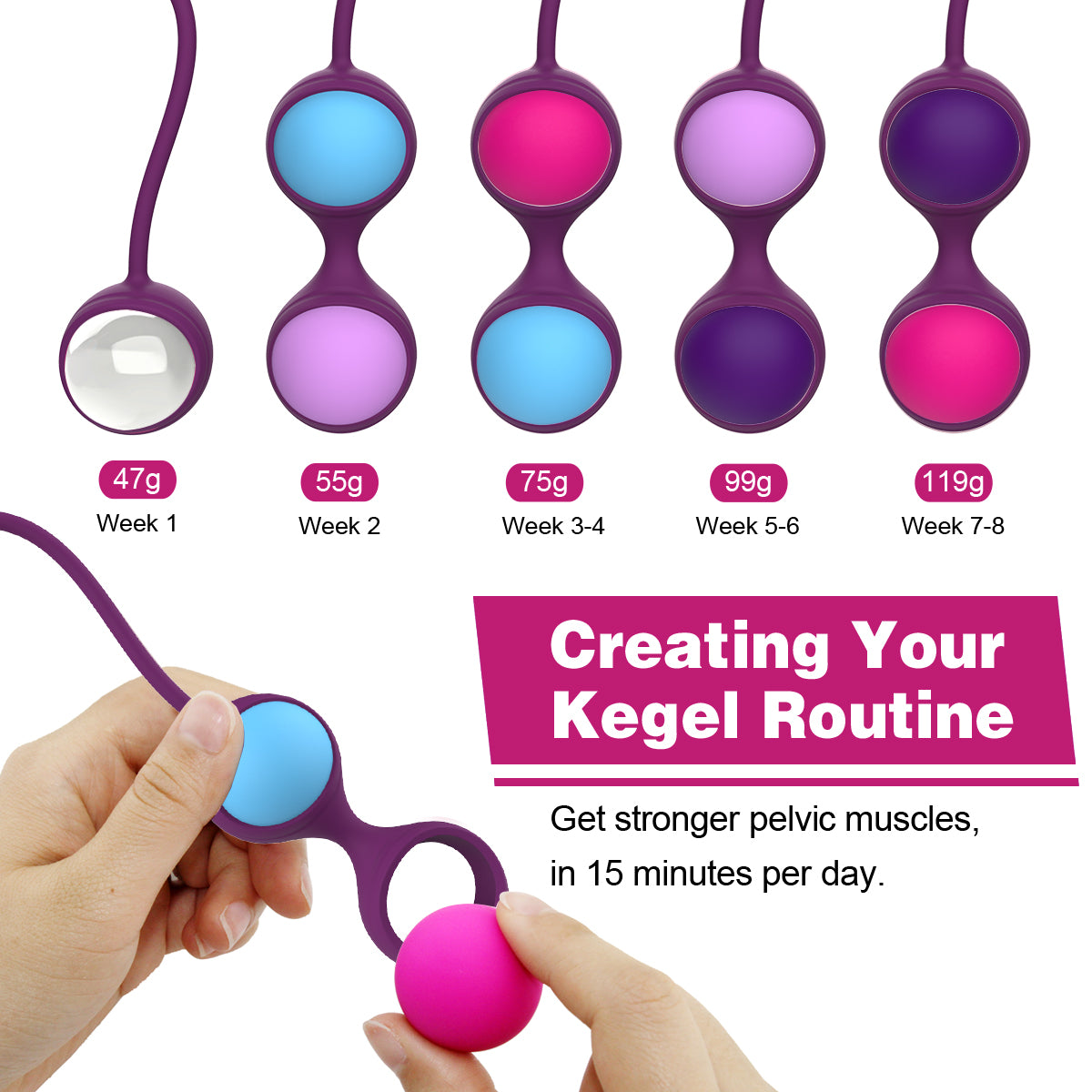 Kegel Balls Exercise Weights Kegel Balls Weighted Exercise Kit for Beginner Tightening Training System for Women(4-Piece Set)