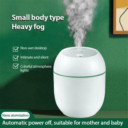 Mini Humidifier, Portable Small Cool Mist Humidifier, USB Personal Desktop Vaporizer, Night Light Function, Super Quiet for Car, Office, Home, Bedroom, Baby Room, Travel