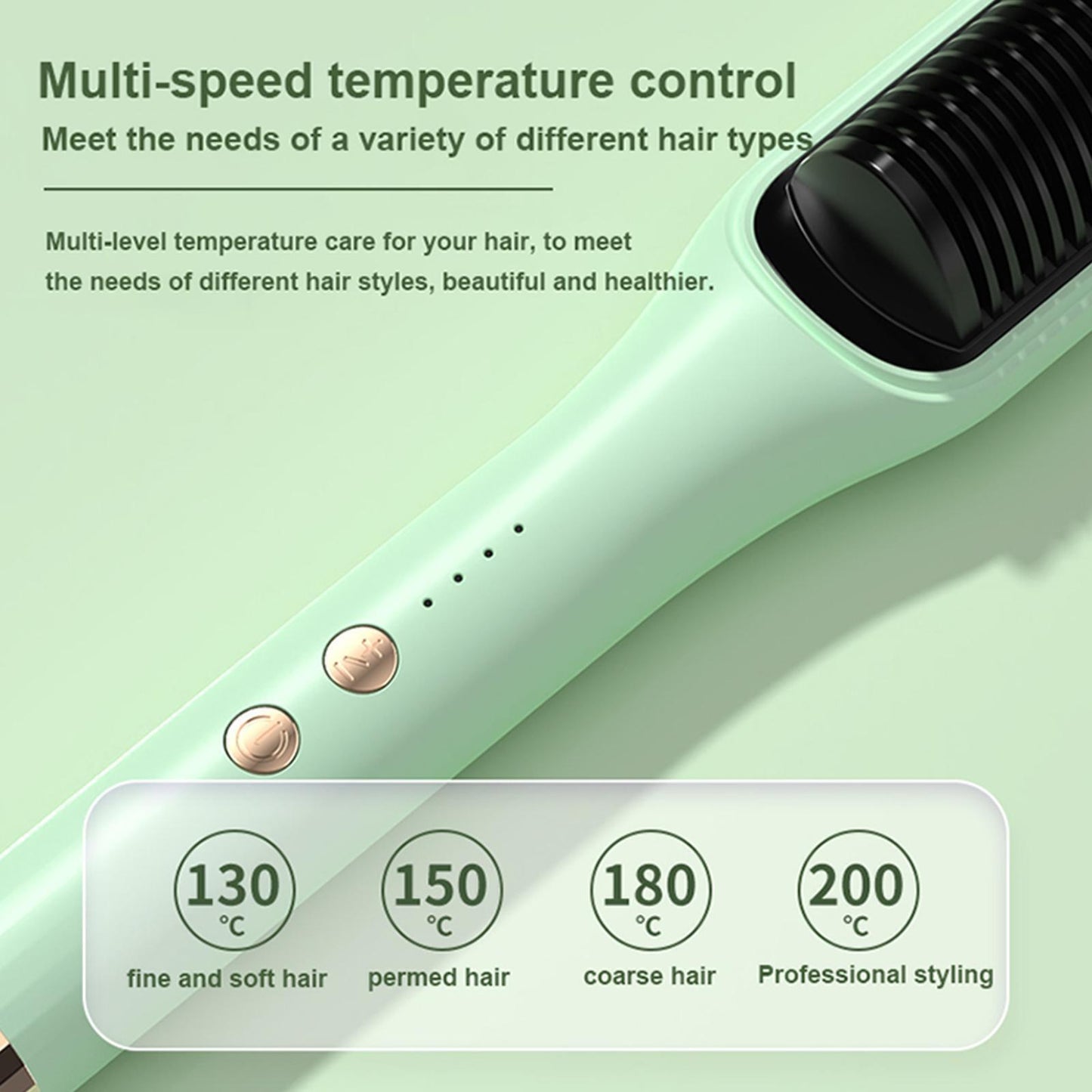 Hair Straightener Brush – Hair Straightening Iron with Built-in Comb, 20s Fast Heating & 4 Temp Settings & Anti-Scald for Women