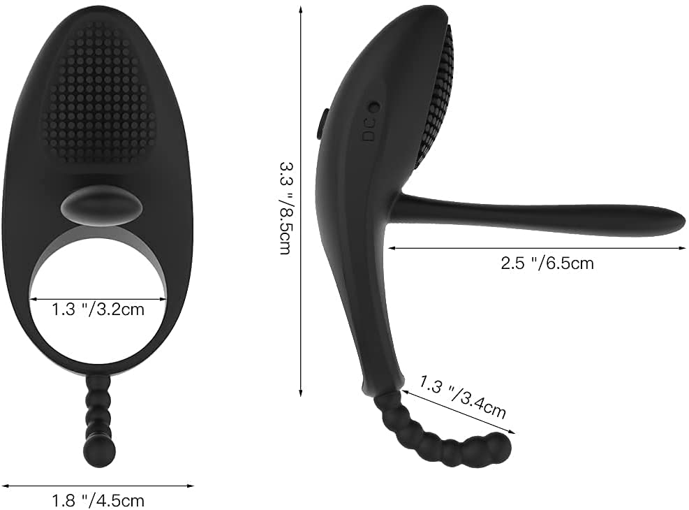 Vibrating Penis Ring with Tongue Clitoral Stimulator Raised Nodules Anal Beads with 7 Vibration Modes Dual Motors for Longer Harder Erection