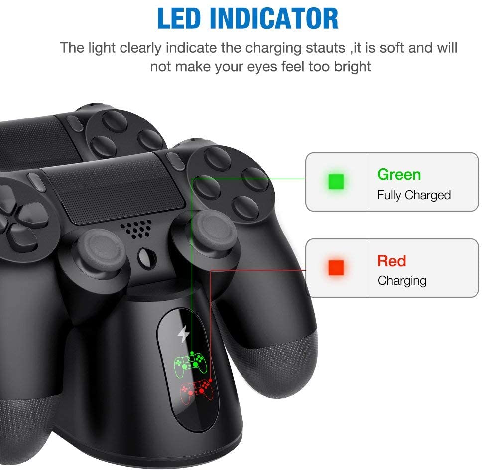 BEBONCOOL Controller Charger Dualsense Dock For PS4 Charging Station For DualShock 4/Playstation 4/PS4/ Pro /PS4 Slim Controller
