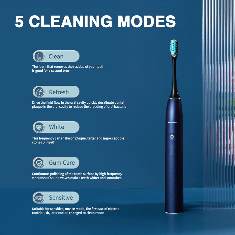 Boyakang Sonic Electric Toothbrush Rechargeable Adult Smart Timing IPX7 Waterproof Dupont Bristles USB Charging BYK16