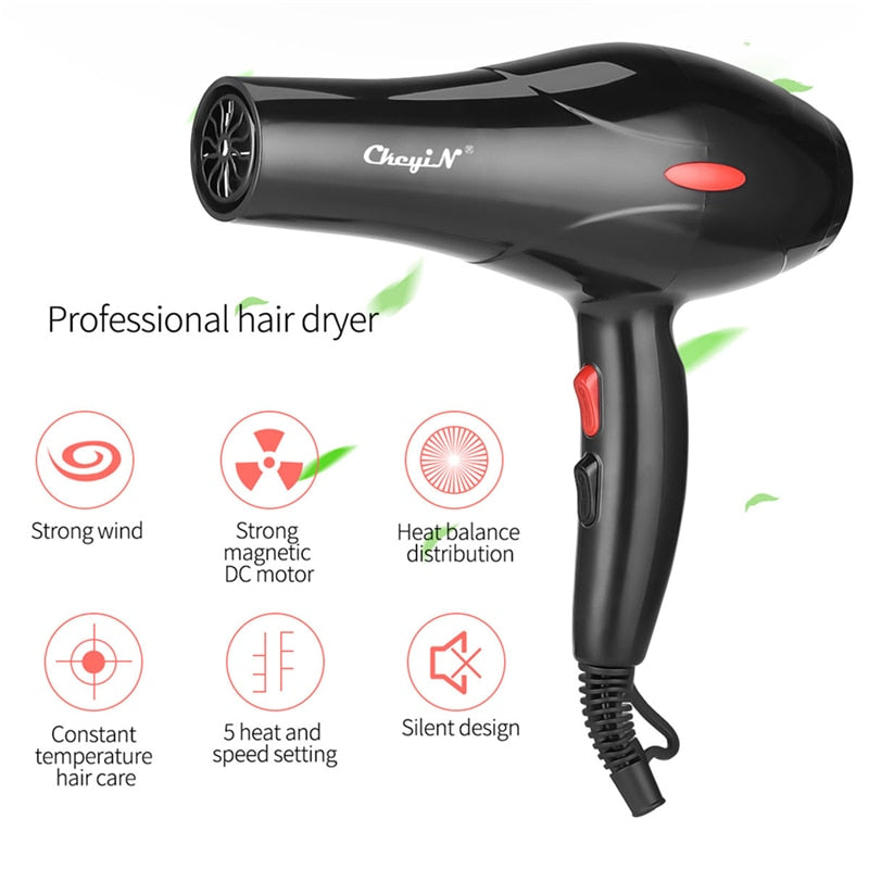 CkeyiN 2200W Professional Hair Dryers Strong Power Blow Dryer Barber Salon Styling Tool with 3 Temperature 2 Speed Personal Care