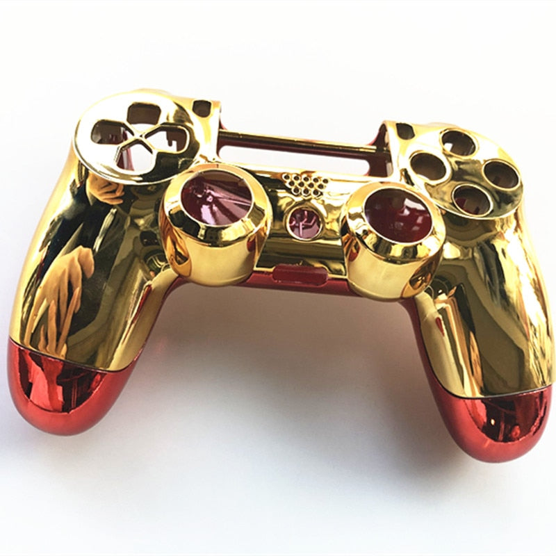 For PS4 Playstation Slim Pro JDM-040 JDS 040 Controller Full Housing Case Chrome Front Back Gold Red Shell Cover Replacement