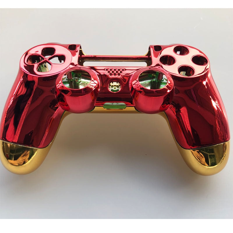 For PS4 Playstation Slim Pro JDM-040 JDS 040 Controller Full Housing Case Chrome Front Back Gold Red Shell Cover Replacement