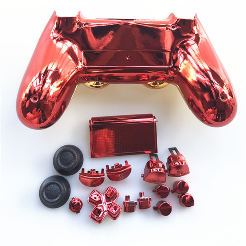 For PS4 Playstation Slim Pro JDM-040 JDS 040 Controller Full Housing Case Chrome Front Back Gold Red Shell Cover Replacement