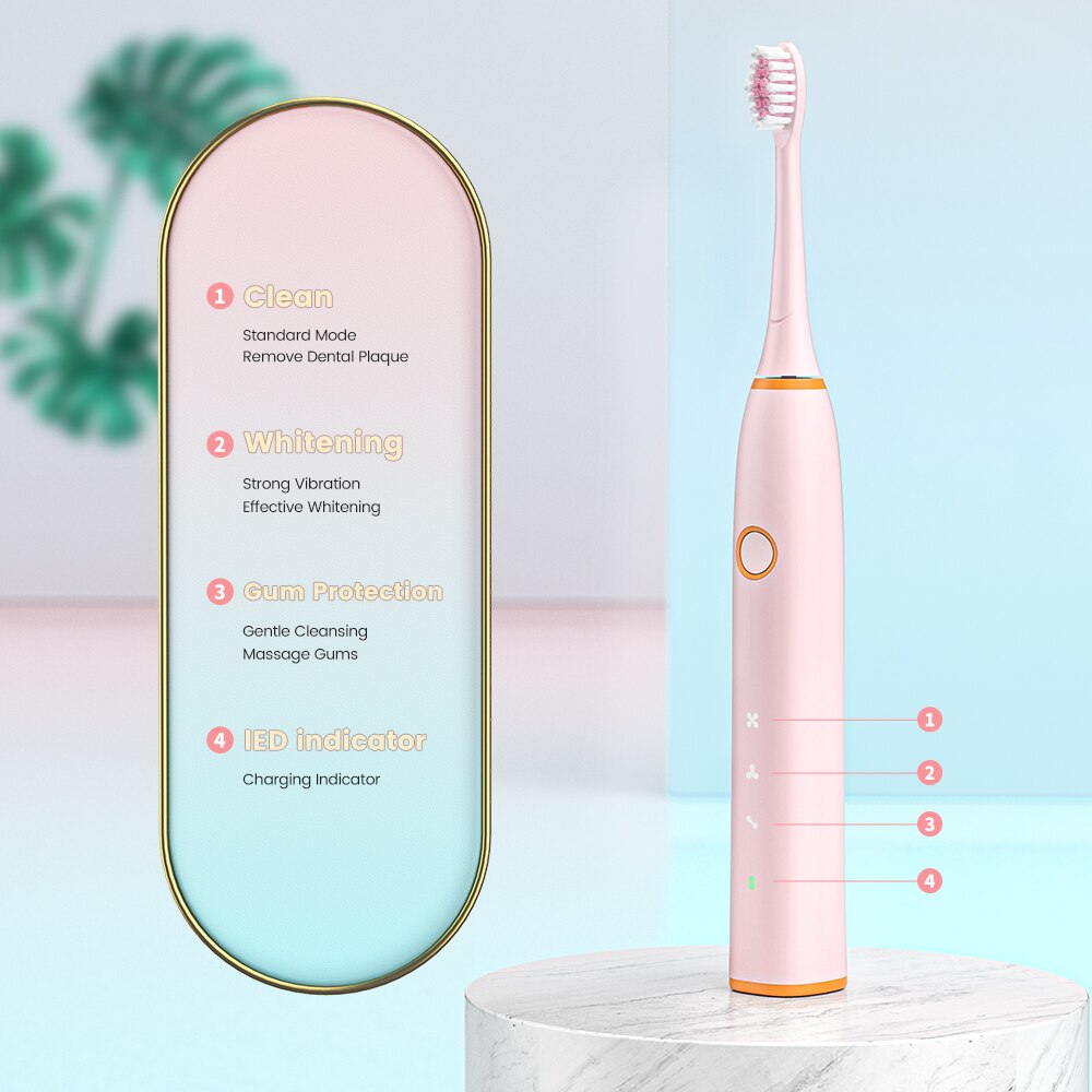 GAIATOP Electric Toothbrush USB Rechargeable Toothbrush IPX7 Full Body Waterproof Sonic Toothbrush Adult Children Toothbrush