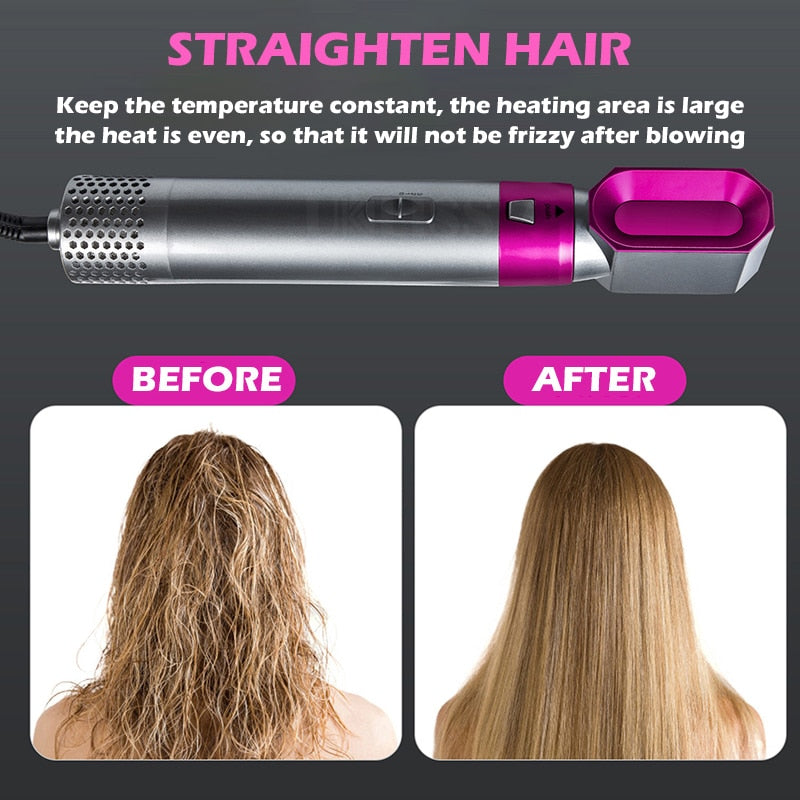 Hair Straightener Brush 5 In 1 Hot Heating Hair Comb Brush Hair Curler Automatic Curling Iron Set Hair Dryer Professional Salon